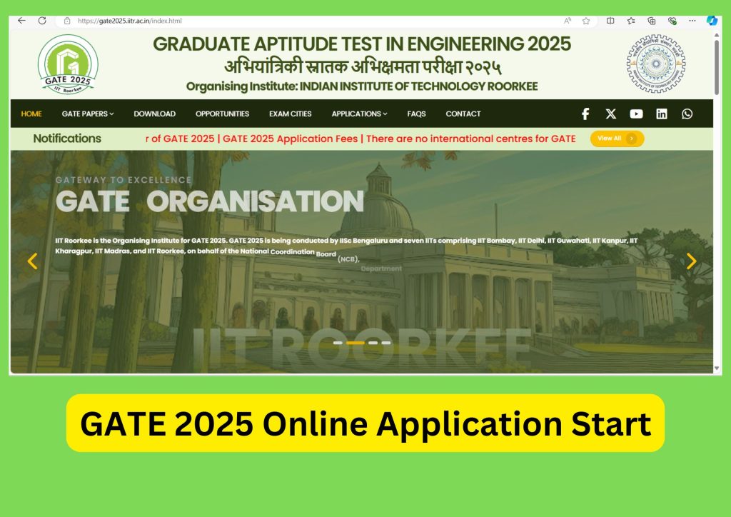 GATE 2025 Online Application Exam Date, Application Fees, Eligibility